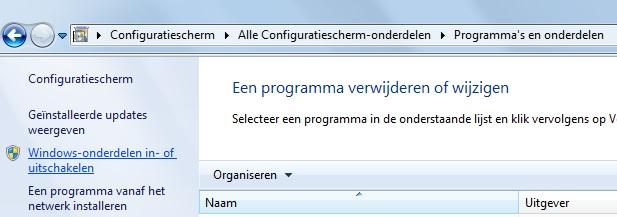programma en onderdelen inschakelen
